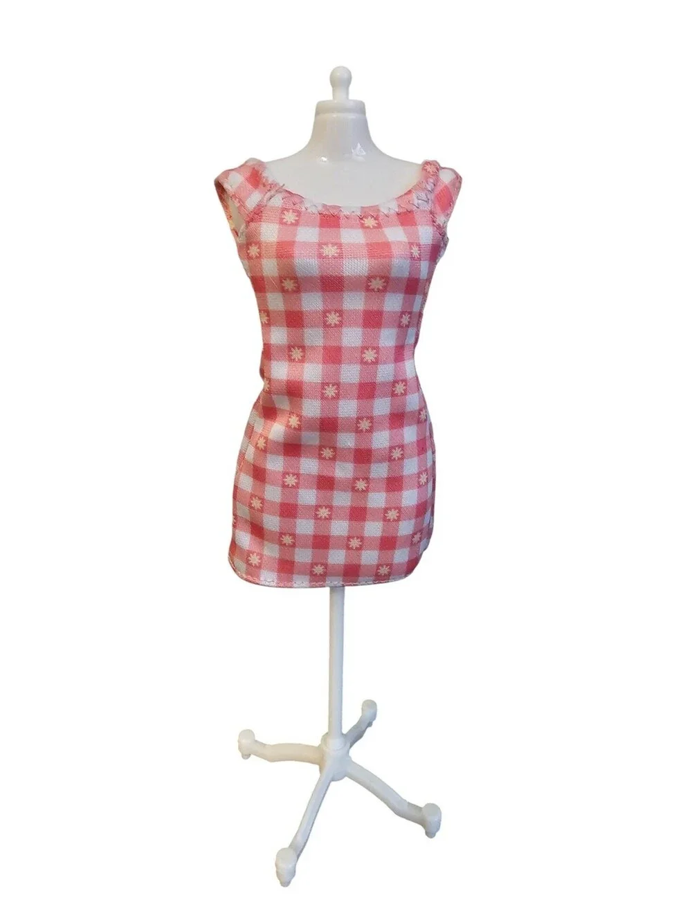 Vintage Mattel Barbie Doll Pink Gingham Sundress Dress Plaid